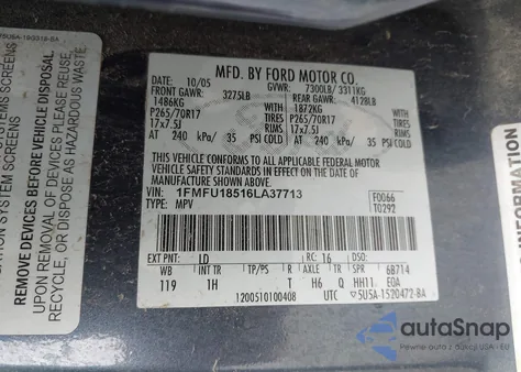 2006 Ford Expedition Eddie Bauer/King Ranch from USA, damaged, VIN 1FMFU18516LA37713